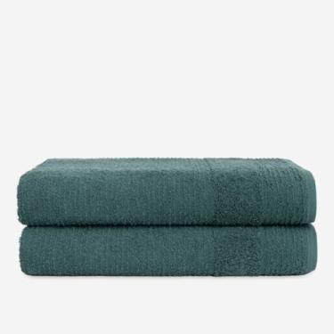 Imagem de Kit 2 Toalhas de Banho Grandes e Macias 500g 100% Algodão 75x150cm – Toque Suave e Alta Absorção (2 UNID VERDE)