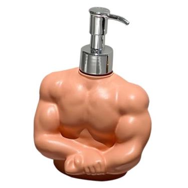 Imagem de ＫＬＫＣＭＳ Dispensador de sabonete líquido com tema de fisiculturismo, tipo botão, para sabonetes líquidos para as mãos e géis de banho. Acessório versátil. 9,9