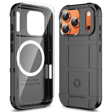 Imagem de LABILUS Capa protetora tática resistente ao desgaste magnética resistente a quedas de 2,4 m Rugged Shield para MagSafe compatível com iPhone 17 Pro (6,3 polegadas) - preto escuro