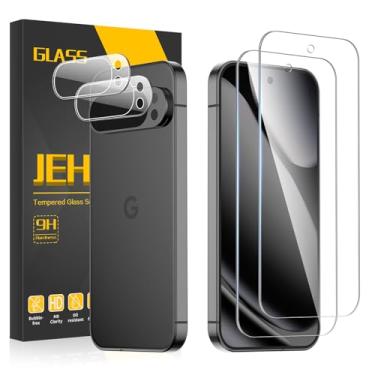 Imagem de JEHOO [Pacote com 2 + 2] Protetor de tela para Google Pixel 10 Pro XL + protetor de lente de câmera, cobertura total 3D, vidro temperado 9H, desbloqueio de impressões digitais, sem bolhas