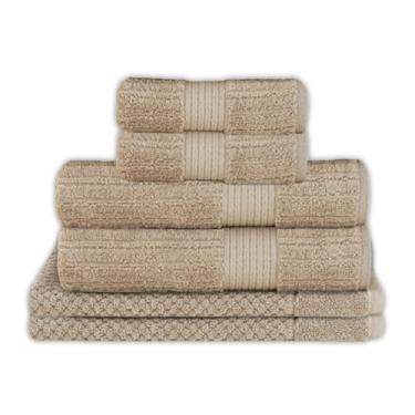 Imagem de Buddemeyer, Jogo Toalha de Banho Buddemeyer 6 Peças Luxo Fio Penteado Premium Alta Absorção Cor:Bege Taupe 1534