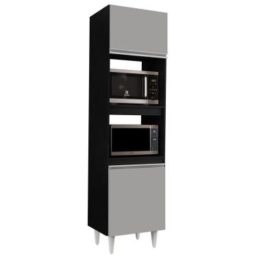 Imagem de Paneleiro Torre Quente 2 Portas Colorado Preto-cinza - Lumil Móveis