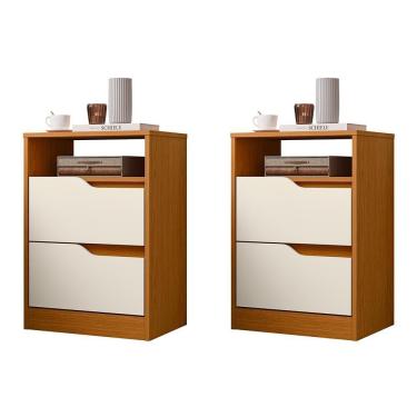 Imagem de Kit 2 Mesas De Cabeceira Sole 2 Gavetas Flex Cinamomo-off White - Móveis Albatroz Cinamomo-off White