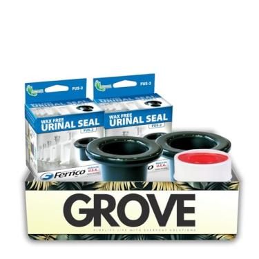 Imagem de 2x Pacote de PVC para mictório sem lacre de cera de banheiro Fernco com fita de vedação de rosca – Construção de PVC flexível para a maioria dos mictórios para instalação segura e sem ferramentas