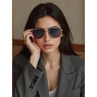 Imagem de Óculos de sol polarizados para homens e mulheres, vintage, oval, aviador, para dirigir, para pesca, óculos de sol de metal, Dourado/cinza