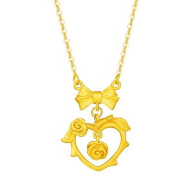 Imagem de Gmai Colar com pingente de flor de rosa, banhado a ouro 18 K, joia de rosa, presente para mulheres e meninas, 18 inch, Metal, Sem Pedra Preciosa