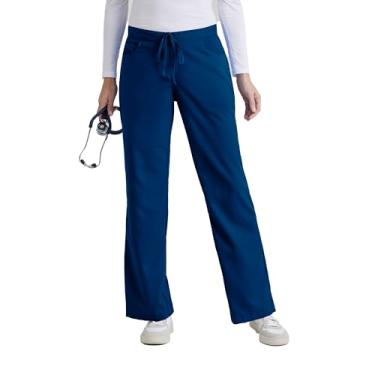 Imagem de Calça feminina de uniforme hospitalar com cordão 4232 da Grey's Anatomy, Índigo (azul marinho), Medium Petite