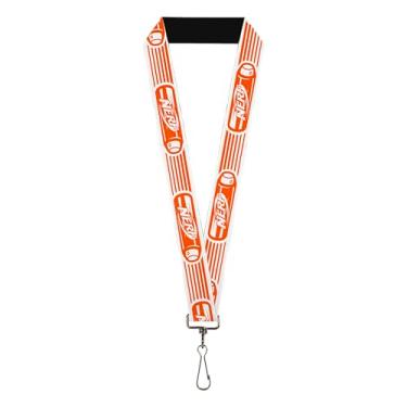 Imagem de Buckle-Down Nerf Lanyard, Nerf Dart Logo Stripe White Orange, Elastic