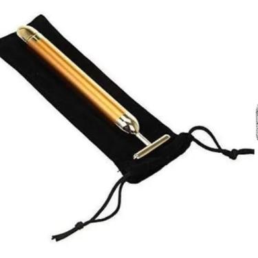 Imagem de Massageador Facial Energy Beauty Bar, Dourado, Cobre Folheado a Ouro, 14,3 x 1,6cm, 10.000 Vibrações por Minuto, Antirrugas, Redução de Olheiras e Volume Facial