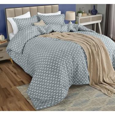 Imagem de Utopia Bedding Conjunto de edredom Queen branco com flecha, edredom estampado, tamanho Queen, leve para todas as estações, conjunto de cama alternativo com 1 edredom (88 x 288 polegadas) e 2 fronhas