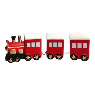 Imagem de Enfeite Decorativo De Natal Trem Trenzinho - Locomotiva De Ceramica Cor Vermelho Enfeite Natal