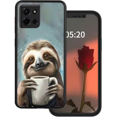 Imagem de GYSYSQSH Capa para celular Motorola Moto G 5G 2025 com design fofo de preguiça para mulheres e homens, capa de proteção à prova de choque de silicone flexível TPU macio e flexível de silicone sem fio