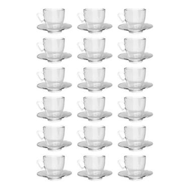 Imagem de Xícaras Chá e Café Vidro 220mL Transparente C/ Pires - 18un - TODO DIA