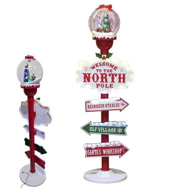 Imagem de Poste Natal Papai Noel Led Luminaria Seta Natalina Decoraçao Loja Cenario Vitrine Shopping Festa Fim De Ano Evento