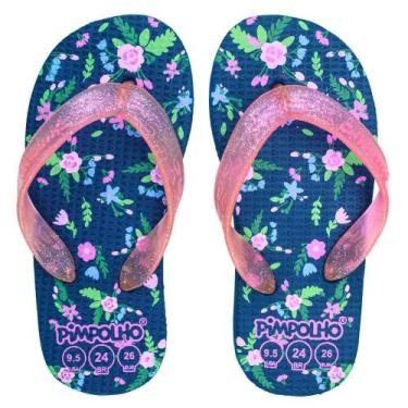 Imagem de Sandália Praiana Kids Marinho Flores Feminino Pimpolho, 27/28