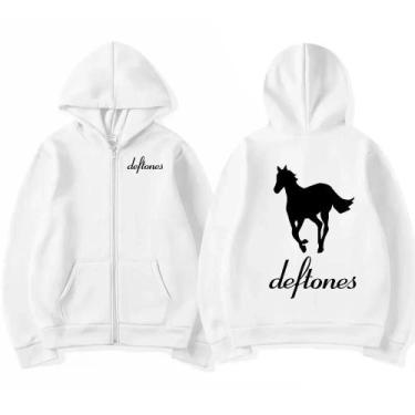 Imagem de Moletom Oversized Deftones - Branco - Com Zíper - Estilo Hip Hop, BR-M