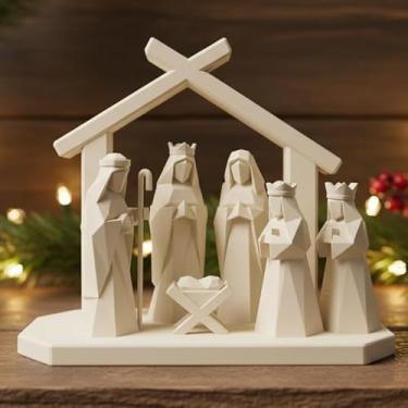 Imagem de Presépio Natalino Moderno Minimalista em Estilo Geométrico – Decoração de Natal Premium Completa em Peça Única