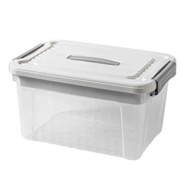 Imagem de Caixa Organizadora 15 Litros com Tampa e Travas Laterais – Plástico Resistente, Corpo Transparente, Design Empilhável para Organização – 15L – Tampa Branca