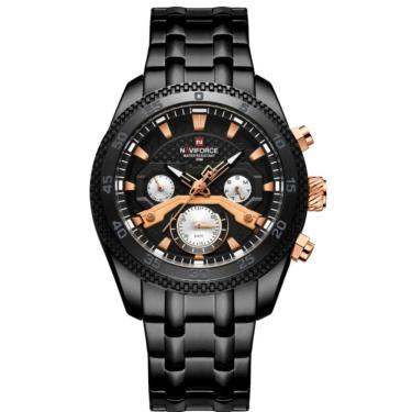 Imagem de Relógio De Pulso Masculino Quartzo Impermeável Em Aço Inoxidavel Luminoso Preto