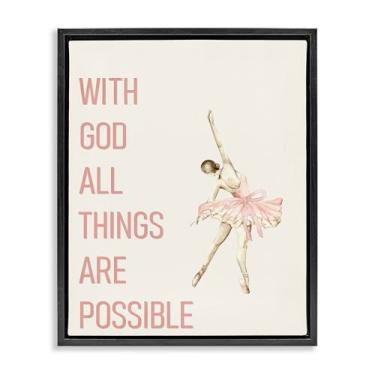 Imagem de Stupell Industries All Things Possible Ballerina Gold Framed Floater Canvas Wall Art, design por Kim Allen, 30 x 25