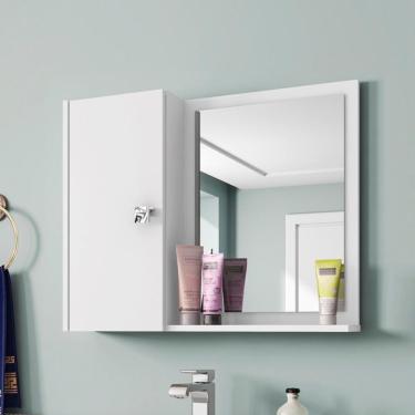 Imagem de Espelheira Para Banheiro Dublin Branco Com Prateleira Interna