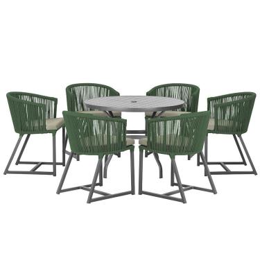 Imagem de Mesa E 6 Cadeiras E Noronha Preto E8 Trama  Verde