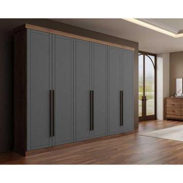 Imagem de Guarda Roupa Casal 6 Portas E 6 Gavetas Capri 1159 Freijo C- Cinza Titanio - Carraro
