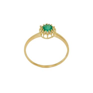 Imagem de Anel Chuveiro em Ouro Amarelo 18K com Esmeralda 2,50ct e Diamantes 0,0