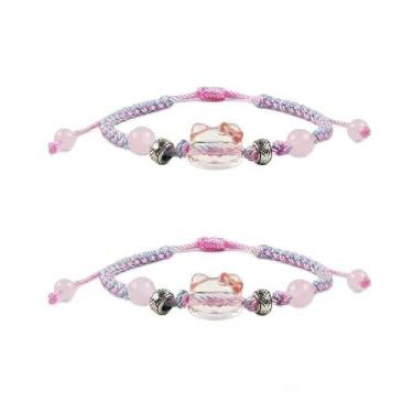 Imagem de Conjunto de pulseiras fofas de gatinho kawaii, pingente de gatinho fofo ajustável, pulseira de amizade animal presente para melhor amigo