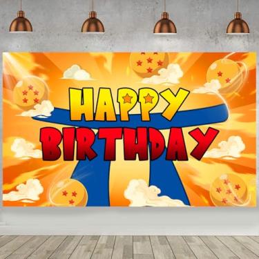Imagem de Decoração de festa de aniversário com tema de anime de dragão, estrelas amarelas e vermelhas, cenário fotográfico, faixa para decoração de fotos para fãs adultos lembrancinhas de festa de aniversário