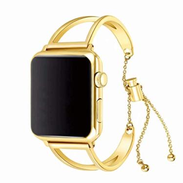 Imagem de Pulseira de aço inoxidável compatível com iWatch de 44 mm, pulseiras de metal de substituição ajustáveis, inteligentes compatíveis com Apple Watch de 42 mm, 44 mm, 45 mm, 46 mm, série SE/11/10/9/8/7/6