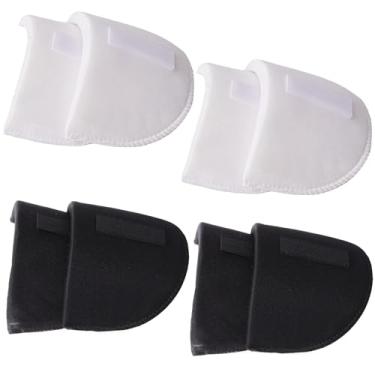 Imagem de 4 pares de ombreiras embutidas, almofadas de ombro de espuma espessa de 1,5 cm para roupas femininas, sem necessidade de costura, esponjas respiráveis para ombros altos e baixos (2 pretos + 2 brancos)