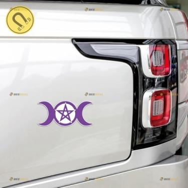 Imagem de Wicca Pagan Witch Triple Moon Car Magnet Roxo Adesivo Magnético Decalque - Pacote com 2 Refletores 12,7 cm - Para Porta de Caminhão, Geladeira, Reutilizável, Impermeável