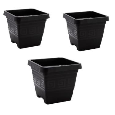 Imagem de Vasos Quadrado Gigante 29 Litros Preto Resistente Plantas Flores Jardim- Ideal para Pomar Urbano e Varanda Gourmet(3 Vasos 29 Litros Plástico GG)
