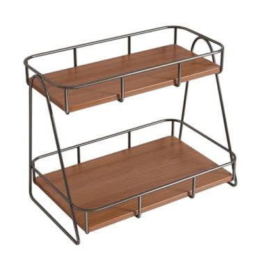 Imagem de Baoblaze Organizador de para banheiro, prateleira de mesa com design vintage, expositor em vários níveis para estatuetas e figuras colecionáveis, L