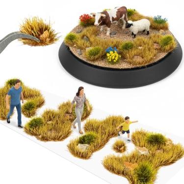 Imagem de Warmtree 1 caixa de grama estática tufos arbustos de planície paisagem DIY para trem, paisagem, ferrovia, areia, modelo militar, terreno para jogos de guerra (amarelo outono)