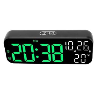 Imagem de Despertador digital, relógio de LED de mesa com visor de temperatura, controle de voz, 2 configurações de alarme, temporizador de contagem regressiva, 3 níveis de brilho para casa, escritório, quarto