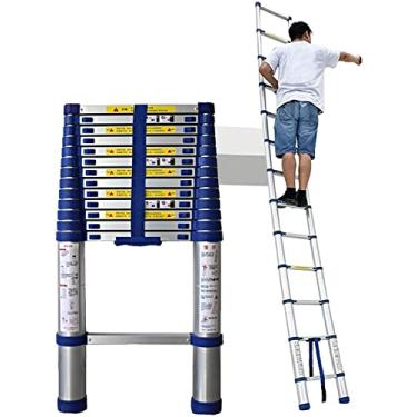 Imagem de OKUOKA Escada telescópica de 8 m/7 m/6 m/5 m/4 m/3 m/2 m/1 m de altura, escadas de extensão telescópicas resistentes para trabalho ao ar livre em casa, carga de 150 kg (tamanho: 1,4 m/4,6 pés) Vida