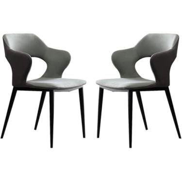 Imagem de EESCZVGBDX Conjunto de 2, cadeiras tecnológicas de couro, cozinha, sala de estar, sala de estar, balcão, pernas de aço carbono, penteadeira, cadeira de maquiagem, cadeiras de jantar