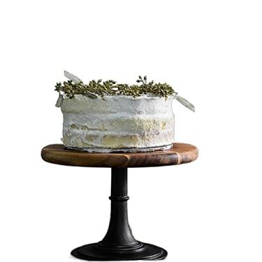 Imagem de Suporte de bolo de madeira bandeja de bolo alta de madeira estilo europeu festa de casamento sobremesa bandeja de exibição de bolo suporte de sobremesa (tamanho: M) (uma cor G) (uma cor pequena)