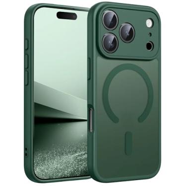 Imagem de SFDSUH Capa protetora magnética fosca translúcida para iPhone 16e com carregador sem fio (para iPhone 16e/verde)