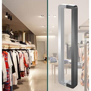 Imagem de Maçaneta de porta de vidro deslizante, puxador moderno de aço inoxidável para portas de celeiro com acessórios, ferragens de portão exterior interior para porta (titânio L 122,5 cm/48,2 pol.)
