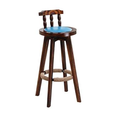 Imagem de Banquetas de bar altas banco alto retrô criativo encosto alto banco alto giratório 360 graus banco de bar casa restaurante cozinha jantar ilha cadeira balcão cozinha banco bar (cor: E) (F)