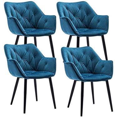 Imagem de Cadeiras modernas de sala de jantar de cozinha de veludo conjunto de 4 assentos acolchoados confortáveis de metal antiderrapante cadeira de cozinha sala de estar quarto cadeira de maquiagem (cor: D)