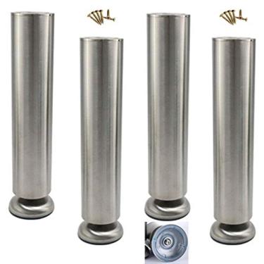 Imagem de ZJYWMM Conjunto de 4 pés de metal para móveis, pernas de sofá faça você mesmo de aço inoxidável, pernas de armário de TV, pés de cozinha, para sofá, cama, otomano, mesa, mesas de café, armário, altura