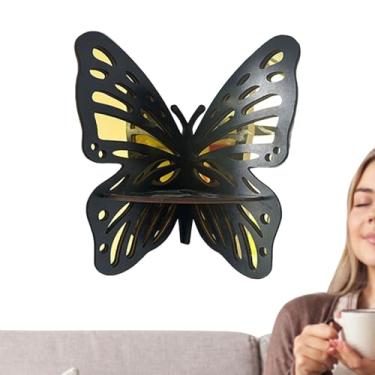 Imagem de Prateleiras de parede de canto, lindas prateleiras de parede, borboleta, suporte de madeira retrô para quarto, escritório, banheiro, decoração de garagem