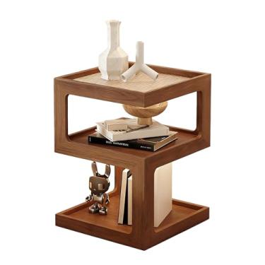 Imagem de GIATUEE Mesa de cabeceira de 3 camadas com armazenamento, mesa lateral moderna de madeira sem necessidade de montagem, organizador de cabeceira com prateleiras abertas para quarto, sala de estar