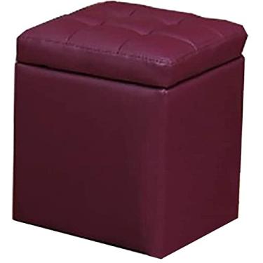 Imagem de ZJYWMM Banco de armazenamento de entrada, bancos de armazenamento de couro, banco de entrada para sapatos, banco de quarto, banquinho de cachorro, degrau de café, almofada para os pés, banco de