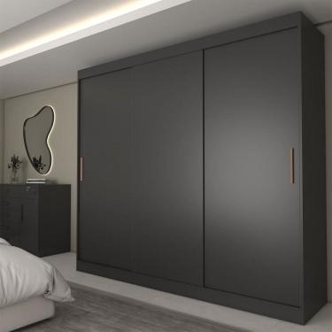 Imagem de Guarda-Roupa Casal Columbia 3 Portas 2 Gavetas 100% Mdf Preto - Panorama Móveis