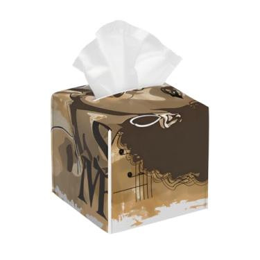 Imagem de Capa quadrada de couro para caixa de lenços de papel à prova d'água africana música retrô facial organizador de papel com cinto inferior cubo estojo de lenços para mesa banheiro escritório mesa carro